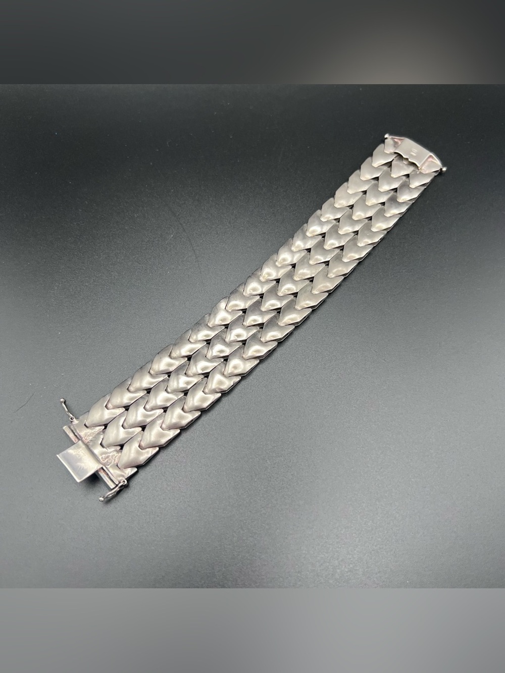 Sterling Silver Modernist Italian Wide Flex Link Bracelet - Picture 6 of 12
